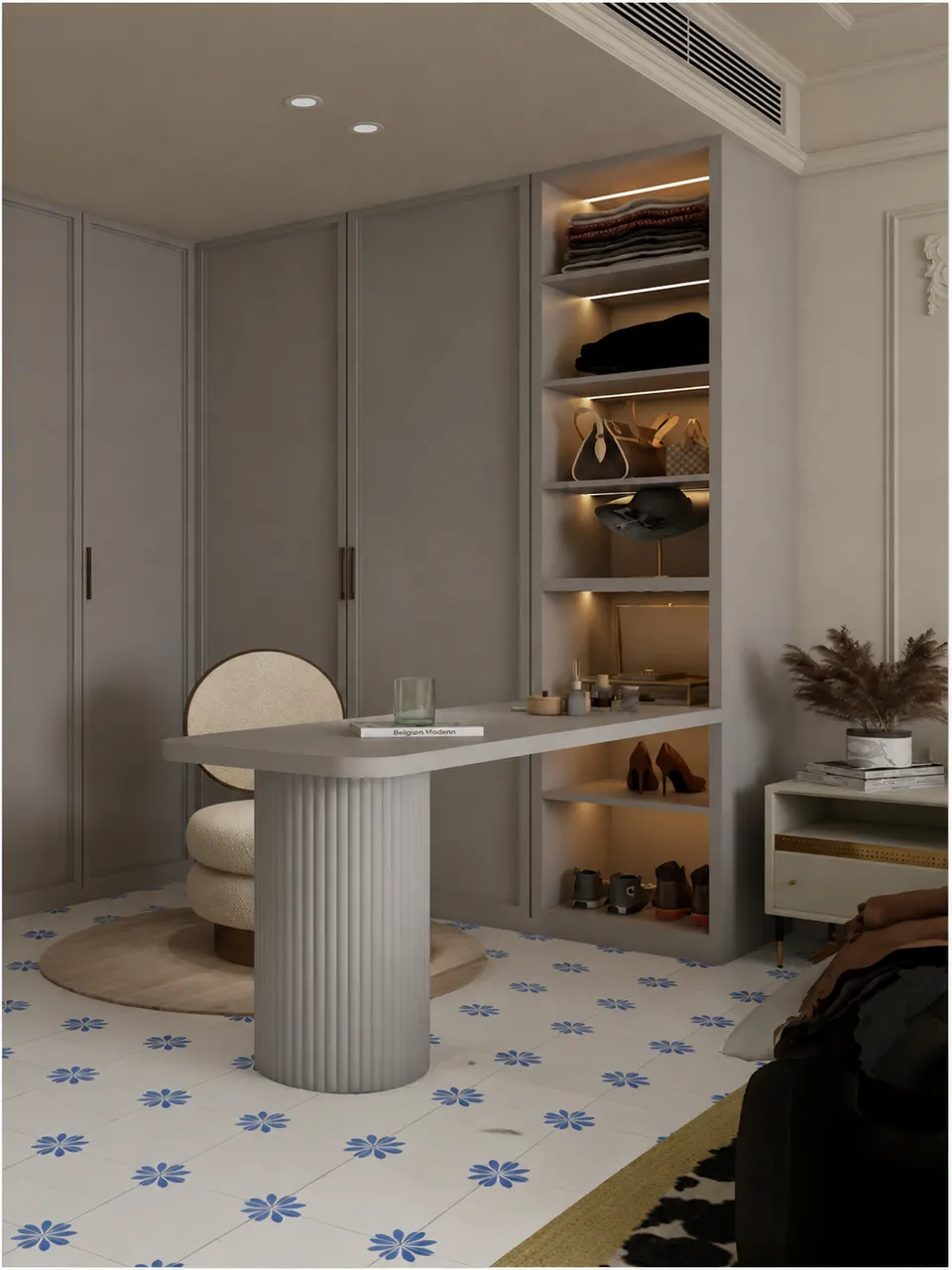 White & Blue Daisy Flower Small Tile for Walls and Floors