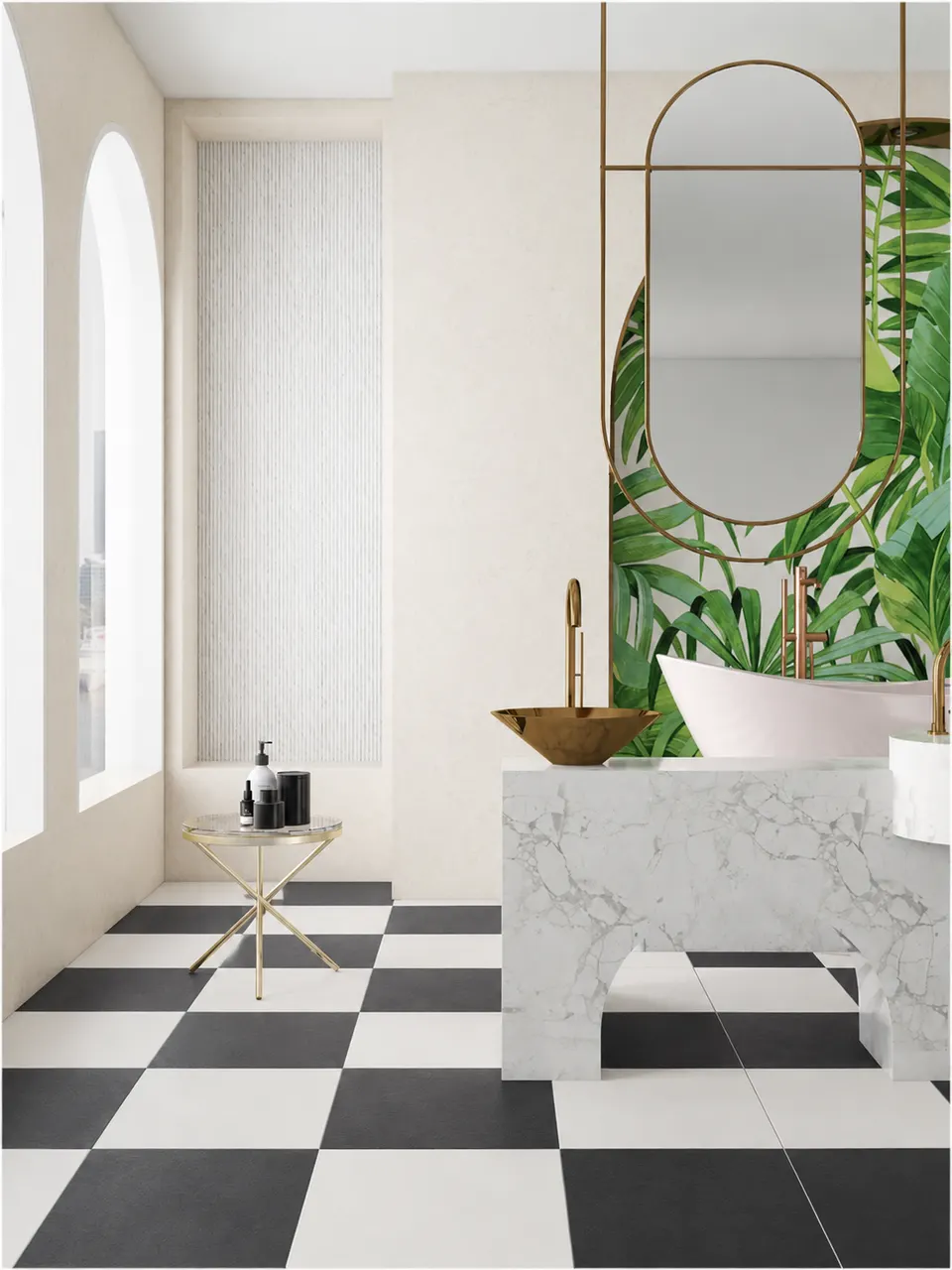 Black and White Clover Small Tile for Walls and Floors