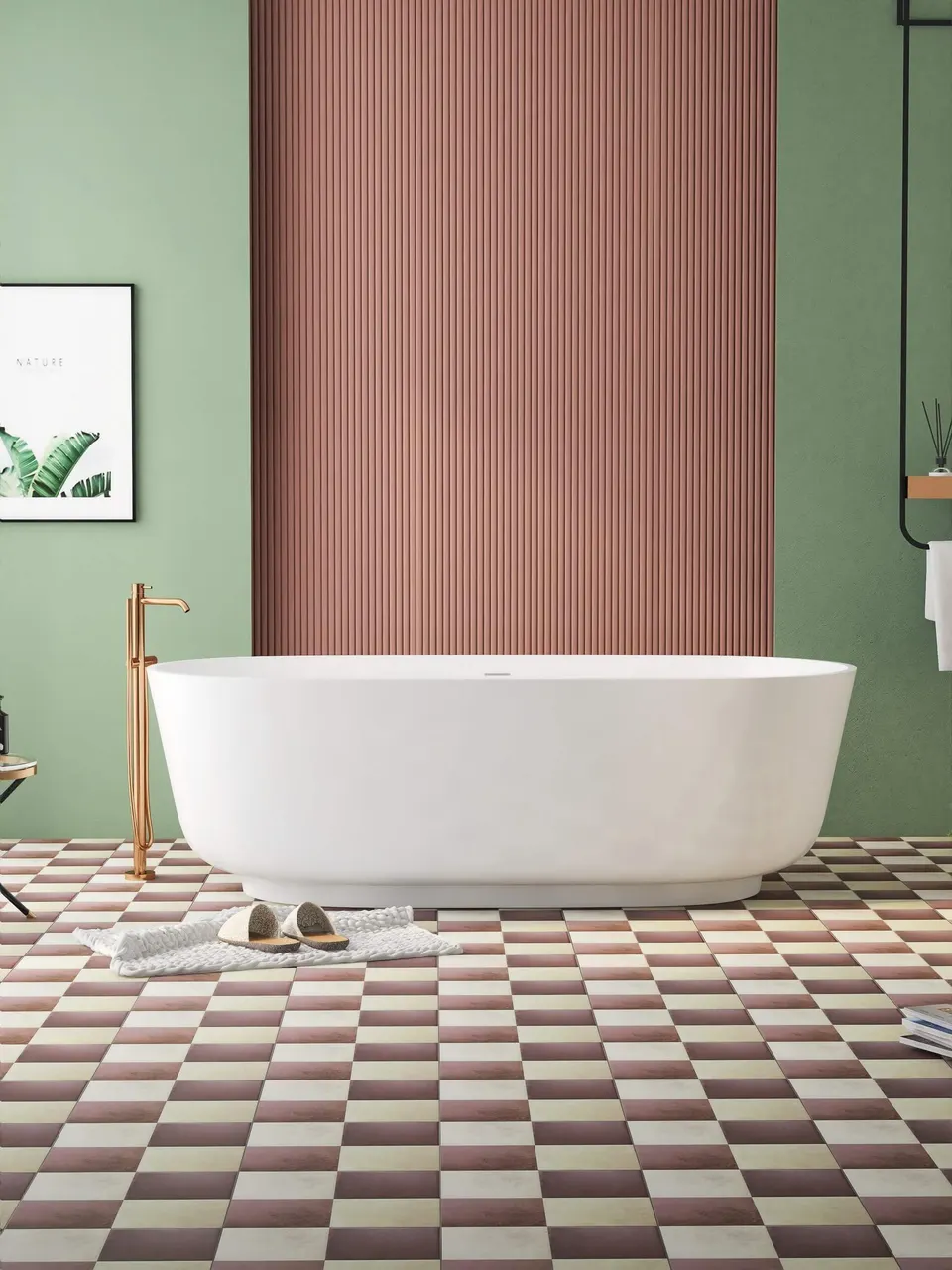 Ivory & Taupe Checkerboard Decorative Tile for Wall & Floor