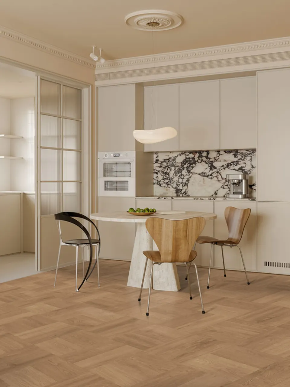 Natural Brown Oak Patchwork Wood-Look Porcelain Tile for Wall and Floor