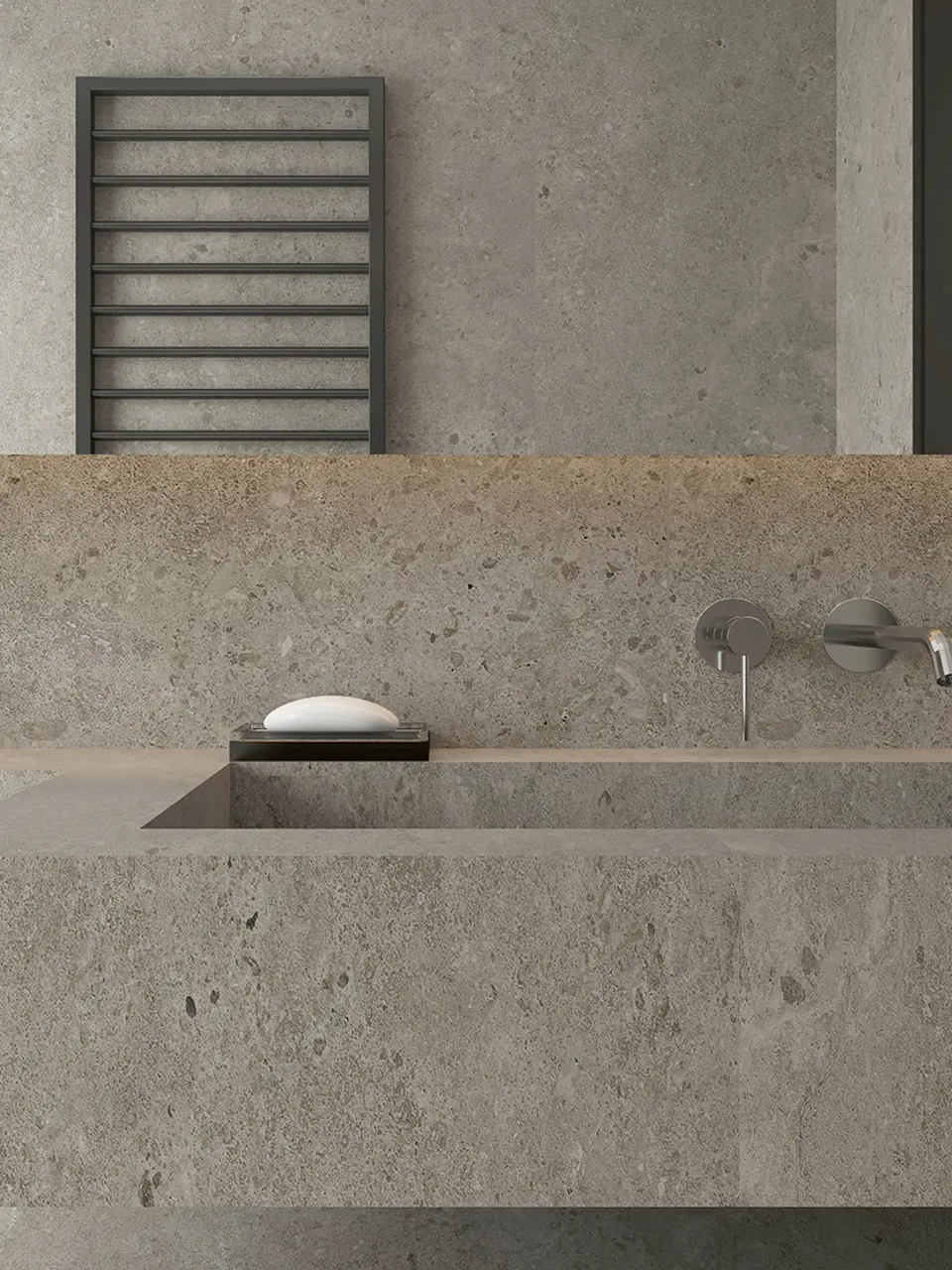 Greige Fossil-Grain Sandstone-Look Wall & Floor Tile