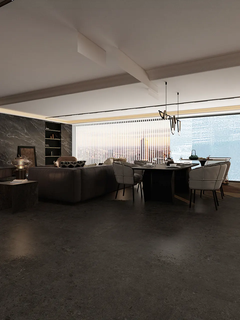 Dark Charcoal Fossil-Grain Sandstone-Look Wall & Floor Tile