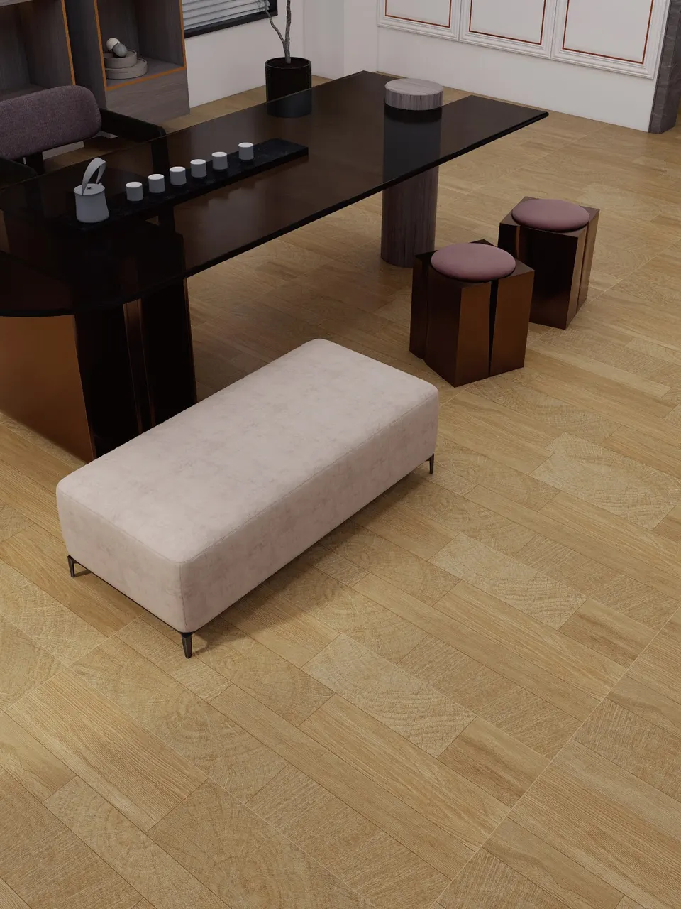Natural Honey Oak Chevron Wood-Look Wall & Floor Porcelain Tile