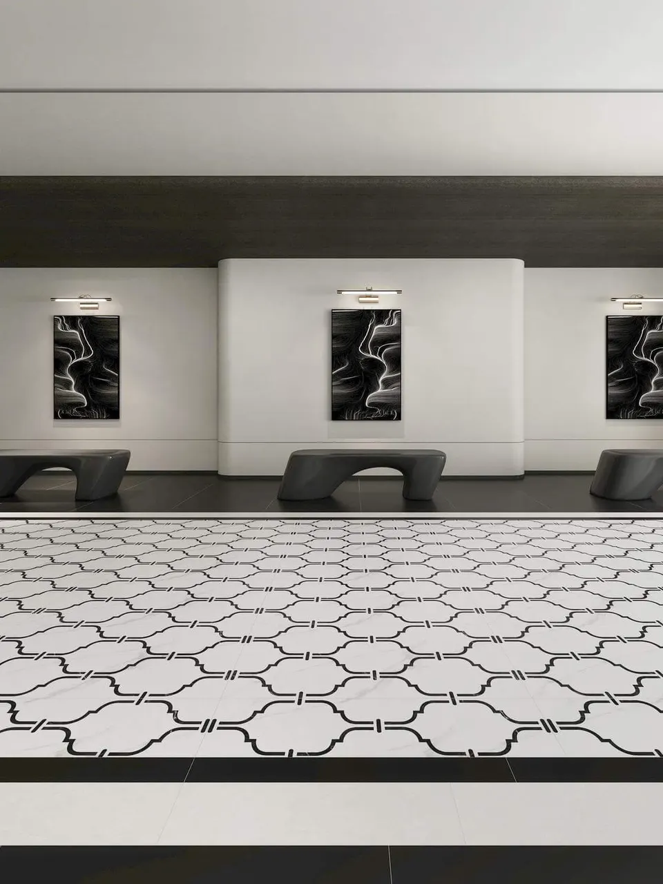 White & Black Moroccan Mosaic-Look Wall & Floor Tile