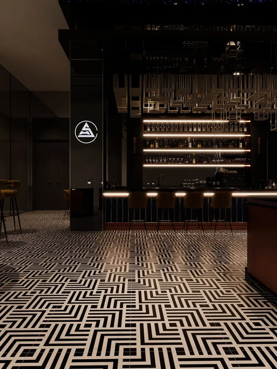 Black & White Greek Key Mosaic-Look Wall & Floor Tile