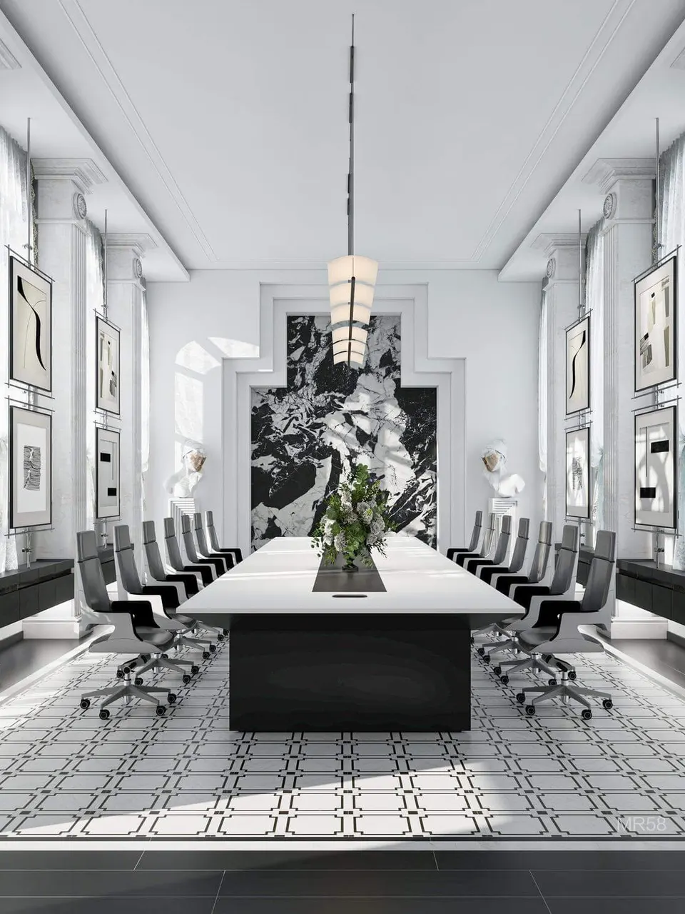 White & Coffee Linked Square Mosaic-Look Wall & Floor Tile