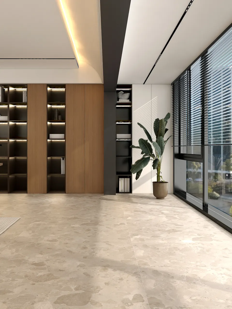 Cream Beige Large-Chip Terrazzo-Look Wall & Floor Tile