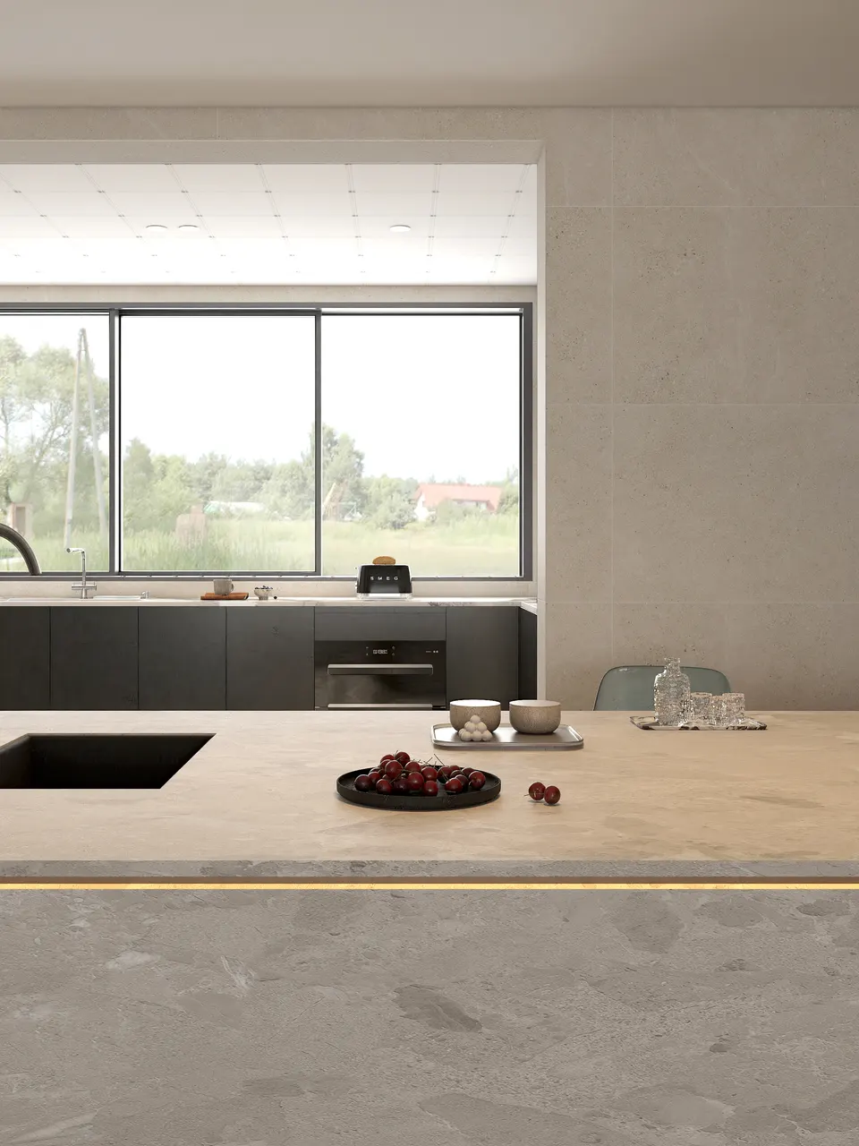 Light Greige Large-Chip Terrazzo-Look Wall & Floor Tile