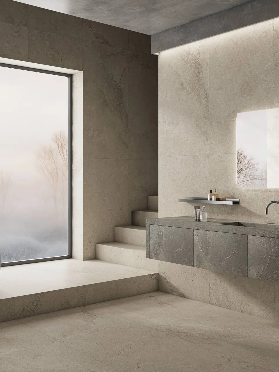 Light Greige Sandstone-Look Porcelain Wall/Floor Tile