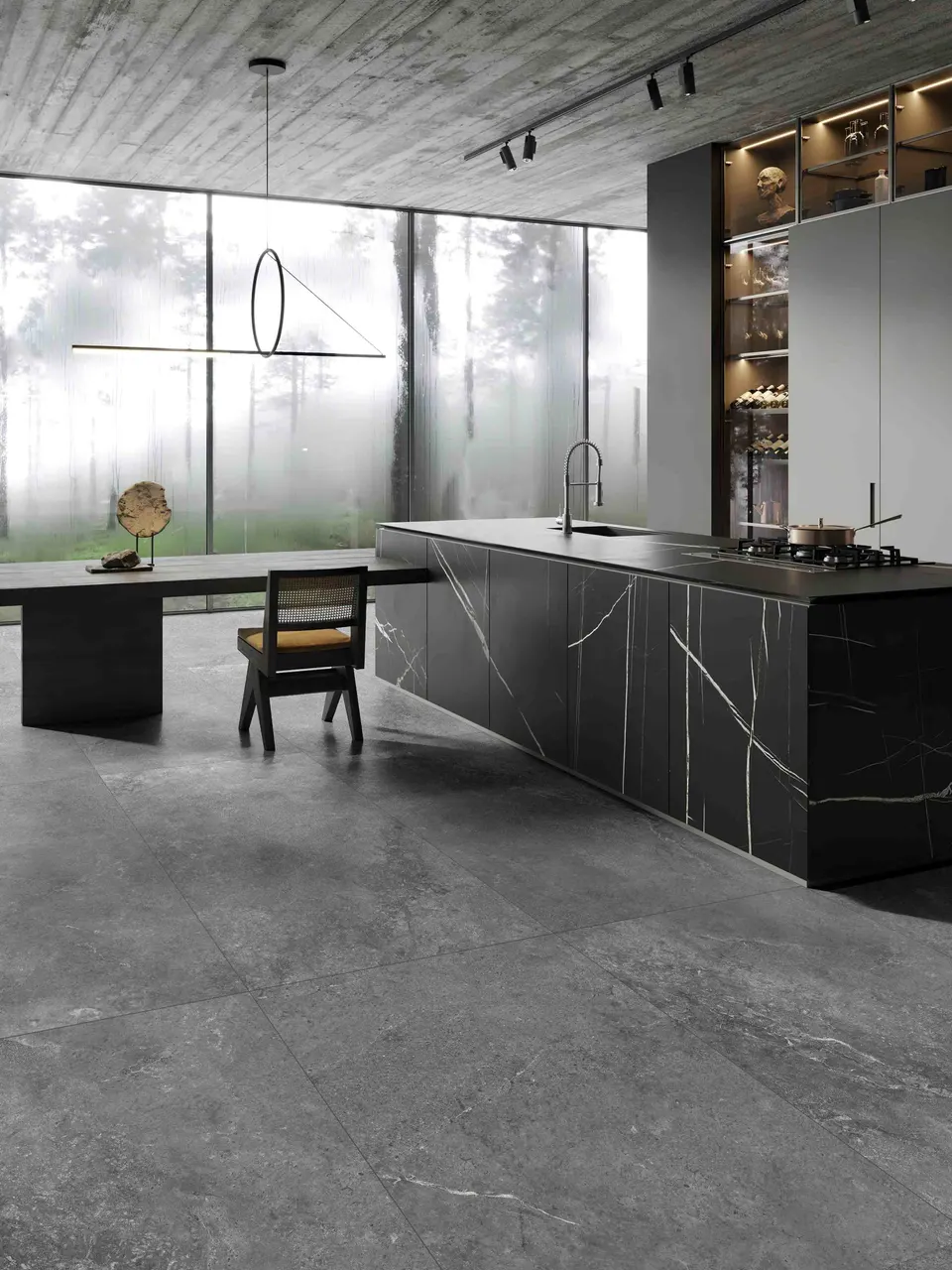 Stone Grey Sandstone-Look Porcelain Wall/Floor Tile