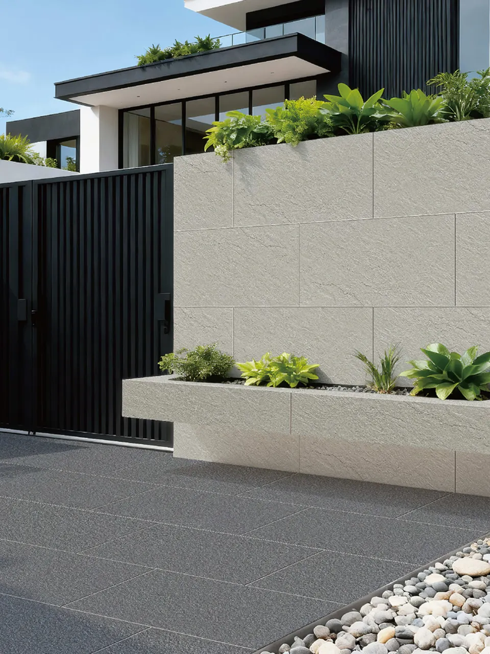 Soft Light Grey Slate-Look Porcelain Tile for Outdoor Wall and Floor