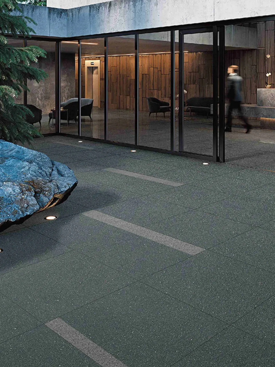 Charcoal Grey Basalt Stone-Look Outdoor Porcelain Pavers for Wall and Floor