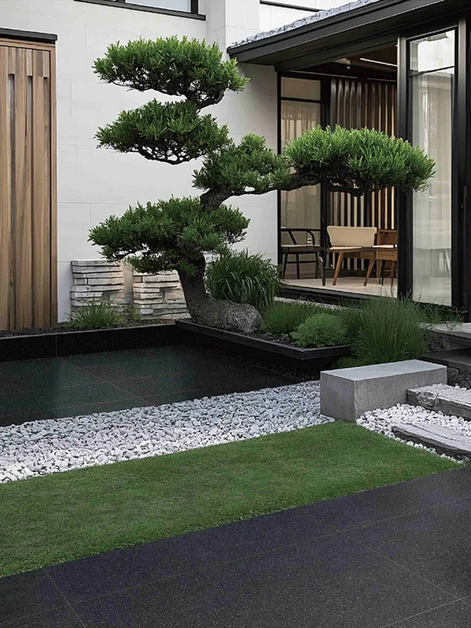 Deep Graphite Basalt Stone-Look Outdoor Porcelain Pavers for Wall and Floor