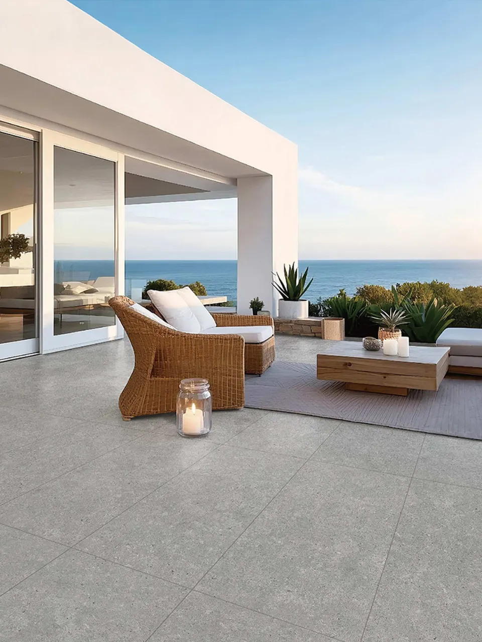 Mist Grey Fossil Limestone Stone-Look Outdoor Porcelain Pavers for Wall and Floor