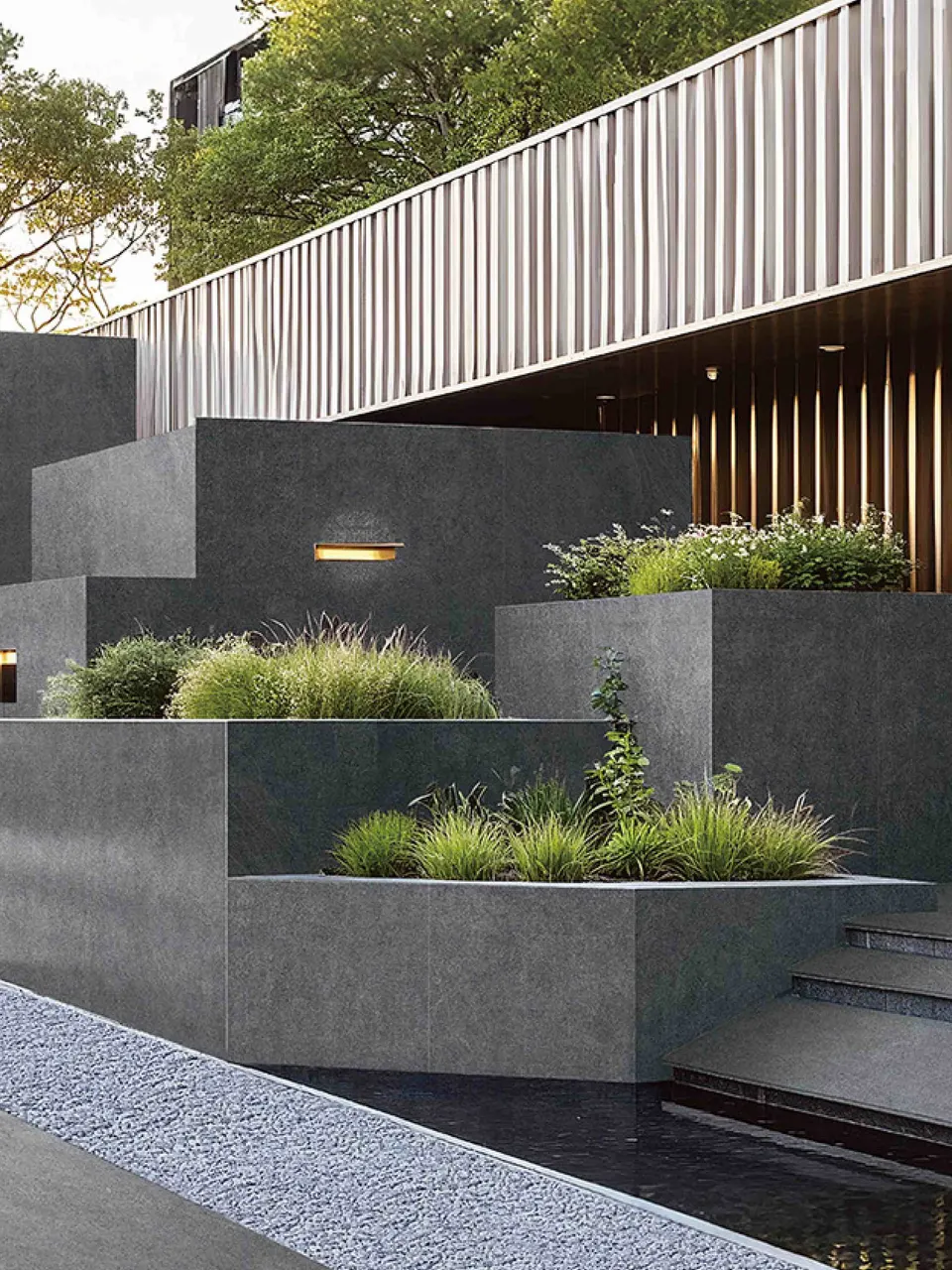 Graphite Grey Slate Stone-Look Outdoor Porcelain Pavers for Wall and Floor