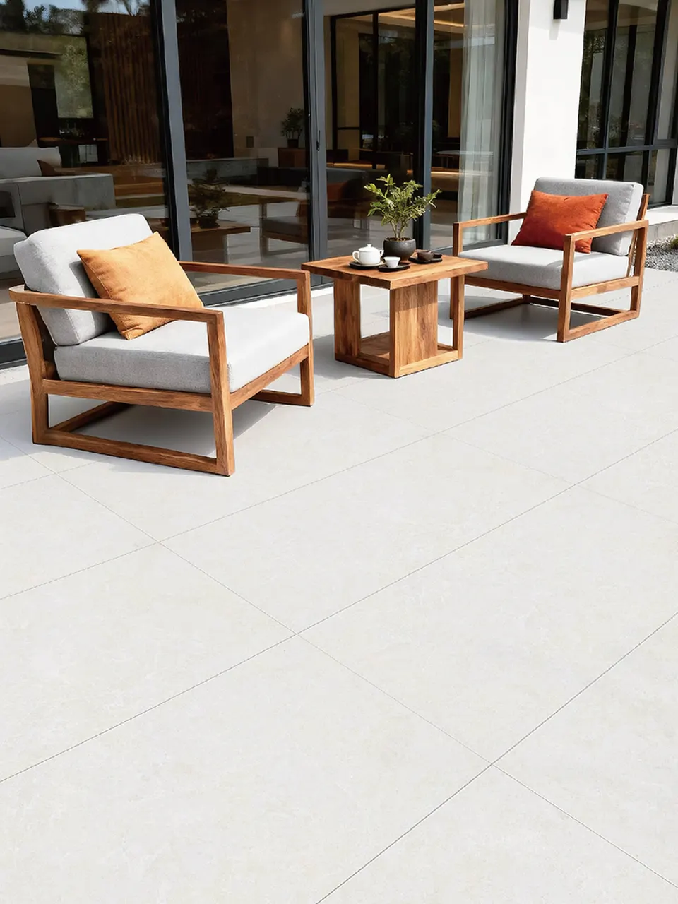 Pearl Ivory Fossil Limestone Stone-Look Outdoor Porcelain Pavers for Wall and Floor