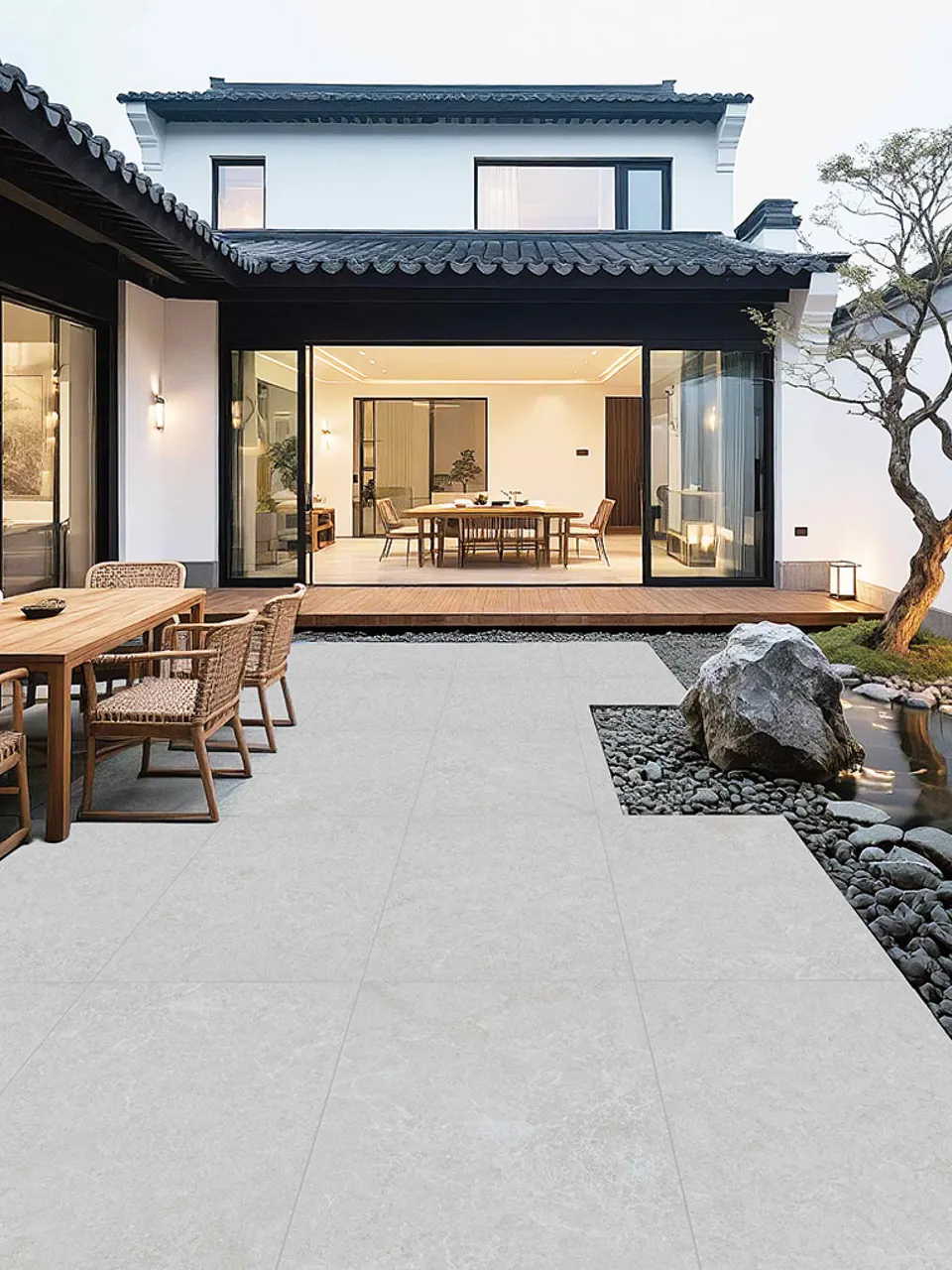 Light Greige Fossil Limestone Stone-Look Outdoor Porcelain Pavers for Wall and Floor
