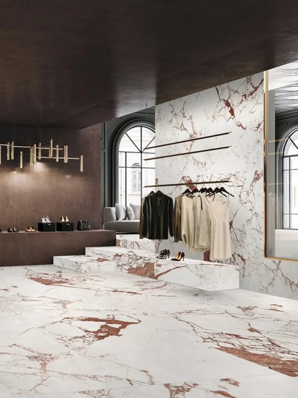 Rose White Breccia Marble-Look Porcelain Wall/Floor Tile