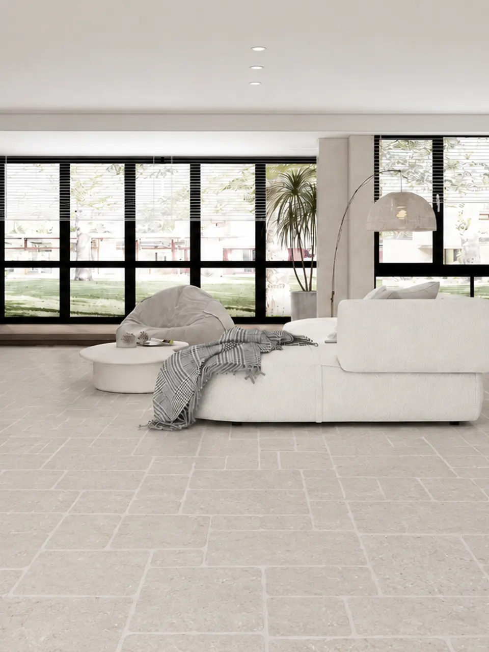 Light Beige Ashlar Limestone-Look Wall & Floor Tile