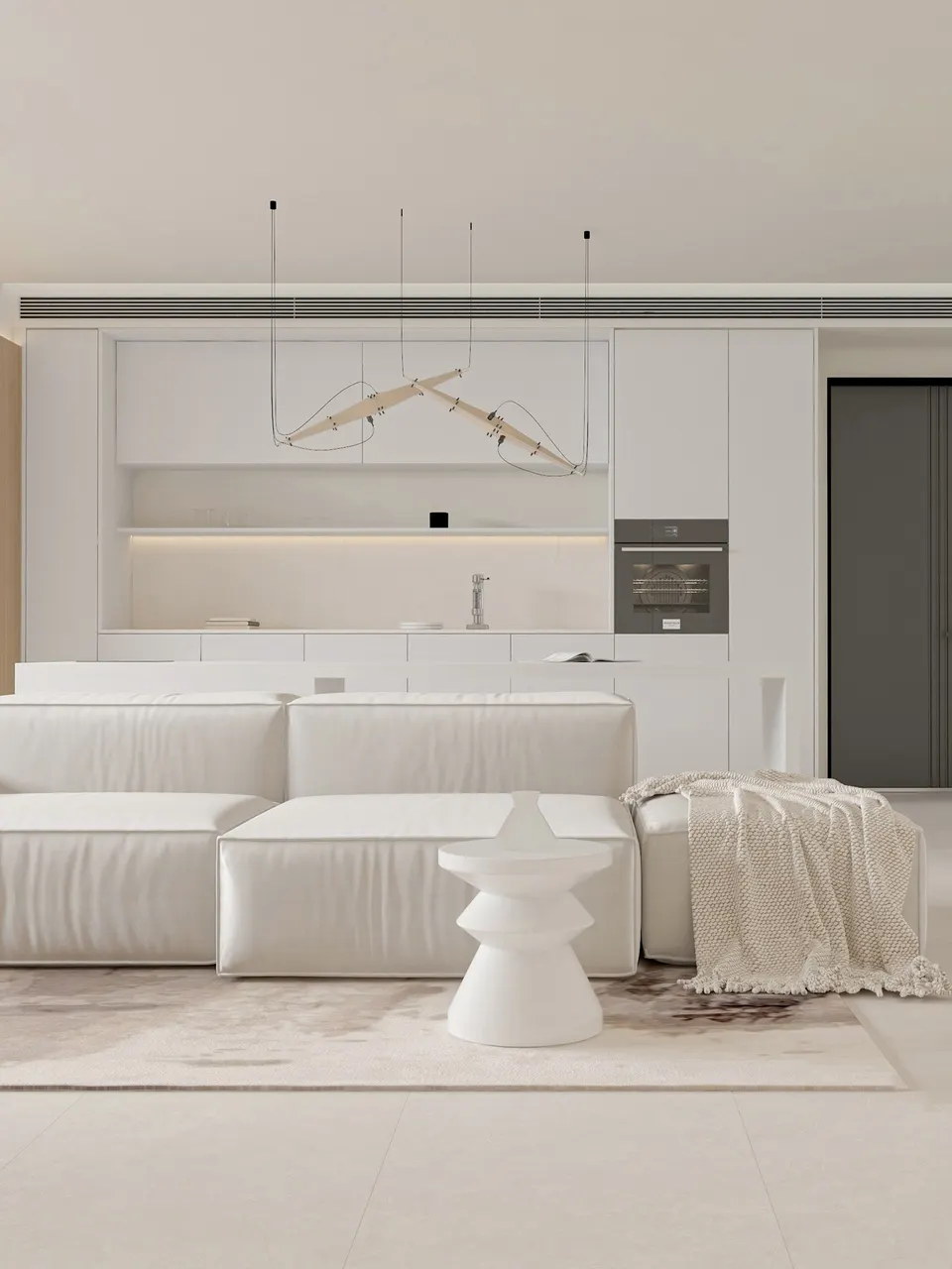 Warm Ivory Limestone-Inspired Cement-Stone-Look Porcelain Wall/Floor Tile