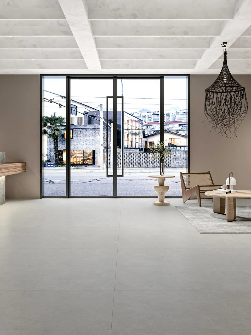 Light Cool Grey Sandstone-Look Porcelain Wall/Floor Tile