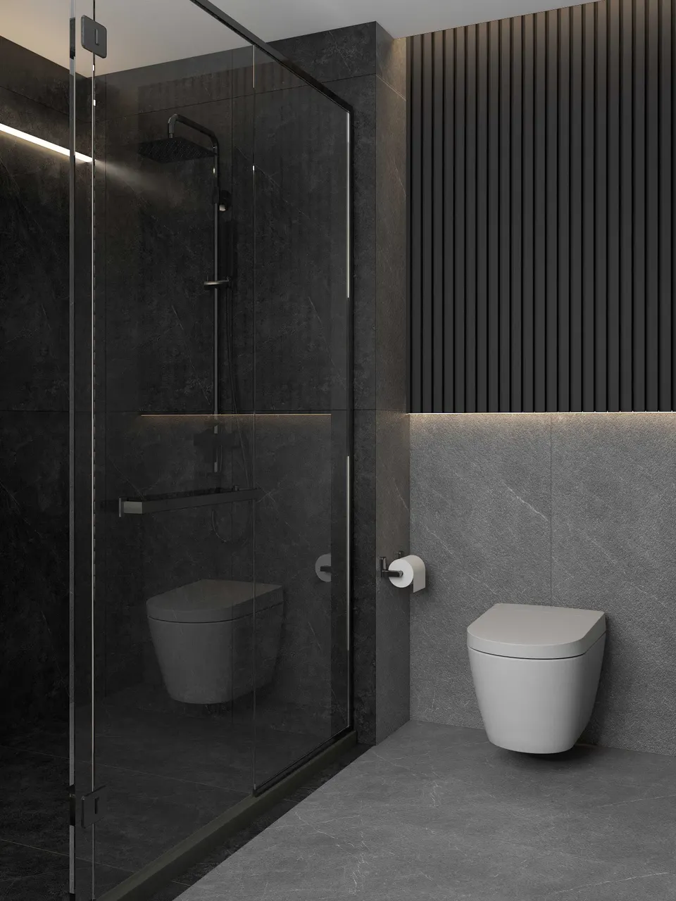 Dark Graphite Grey Sandstone-Look Porcelain Wall/Floor Tile