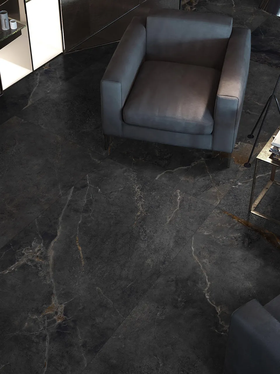 Volcanic Black Sandstone-Look Porcelain Wall/Floor Tile