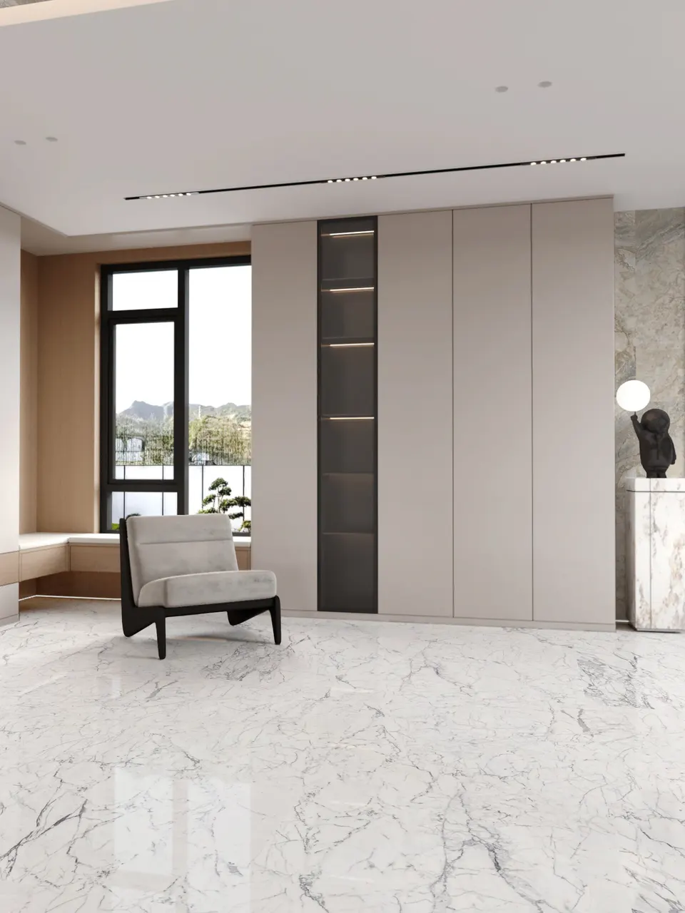 White Statuario Marble-Look Wall & Floor Tile