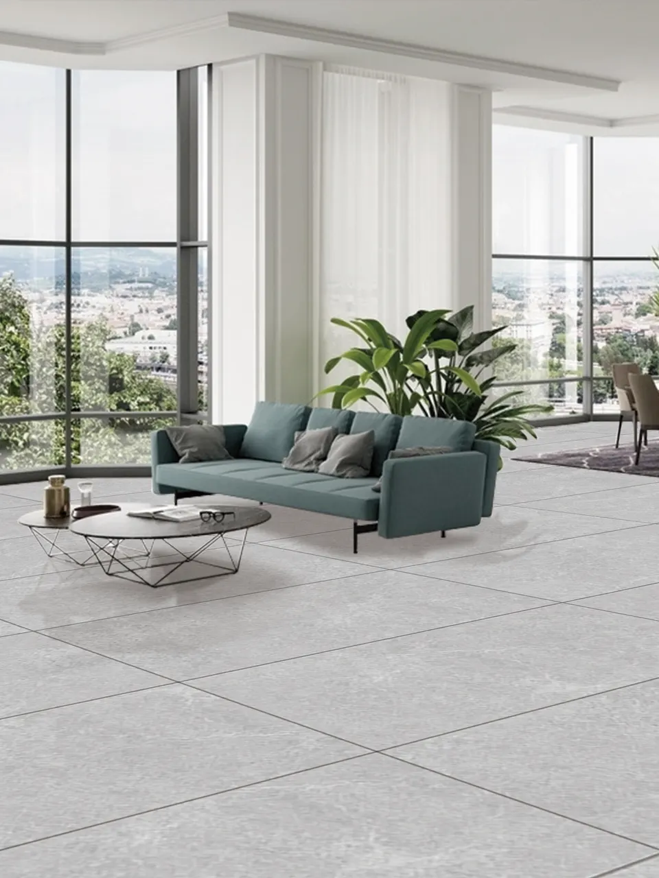 Light Grey Fine-Grain Microcement-Look Wall & Floor Tile