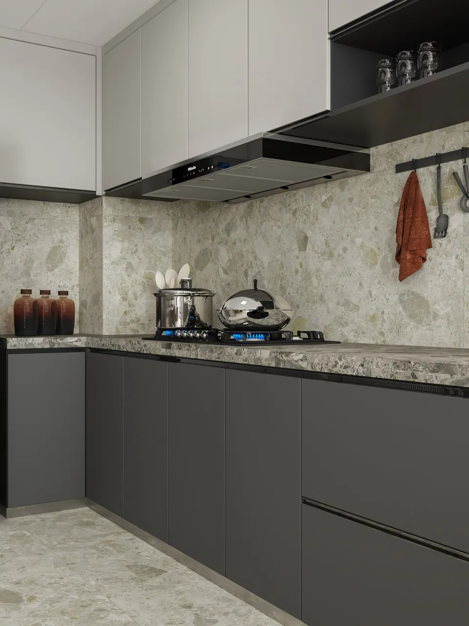 Pale Sage Green Onyx Stone Terrazzo-Look Porcelain Wall/Floor Tile