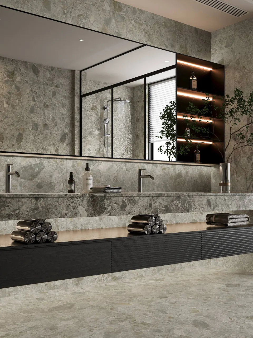 Soft Greige Onyx Stone Terrazzo-Look Porcelain Wall/Floor Tile