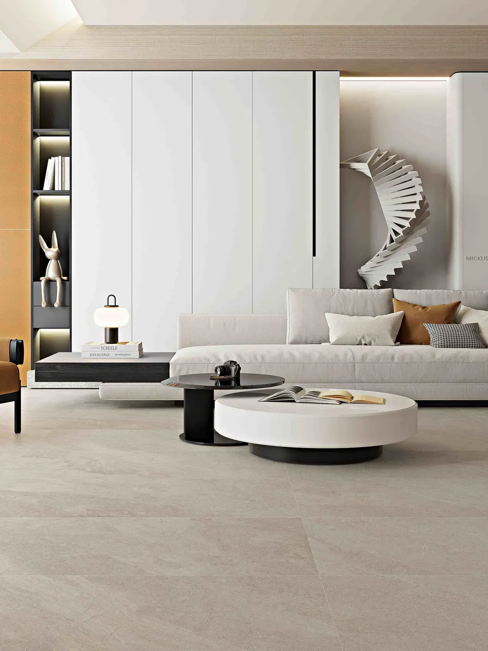 Ivory Beige Limestone Stone-Look Porcelain Tile for Wall and Floor
