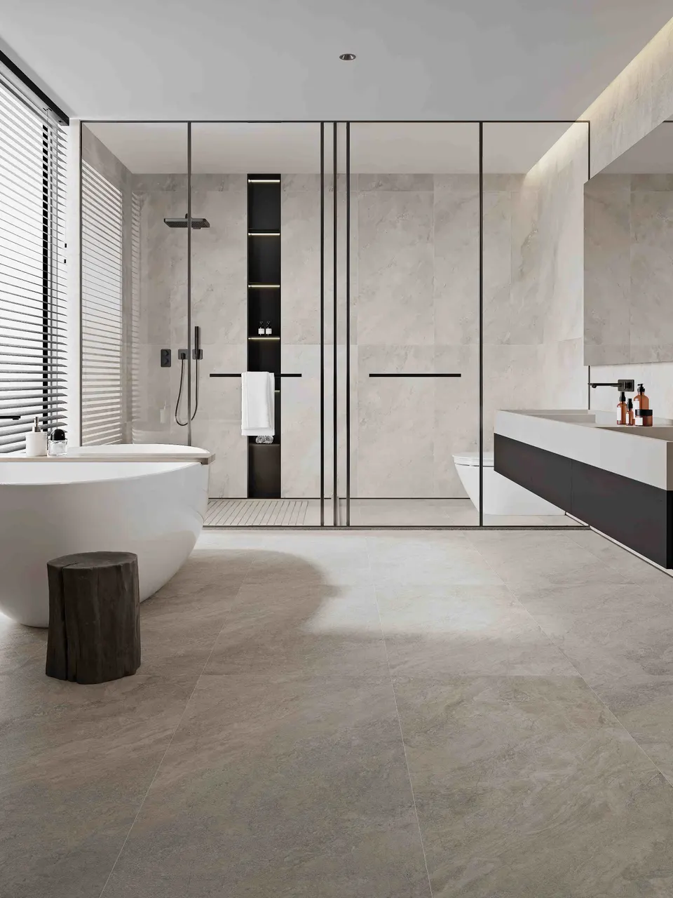 Ice Grey Limestone Stone-Look Porcelain Tile for Wall and Floor