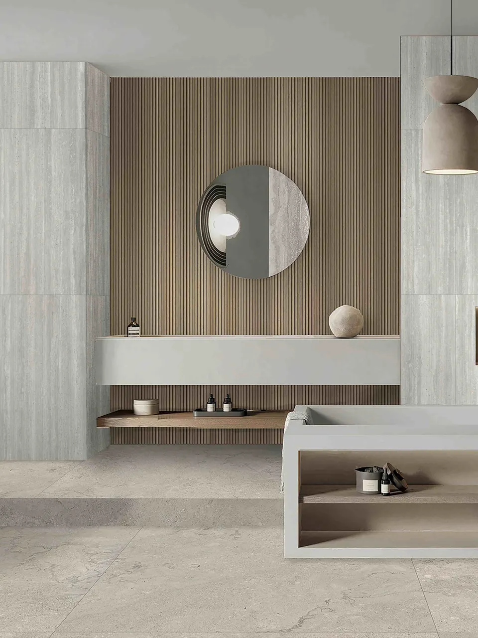 Pearl Grey Travertine-Look Porcelain Tile for Wall and Floor