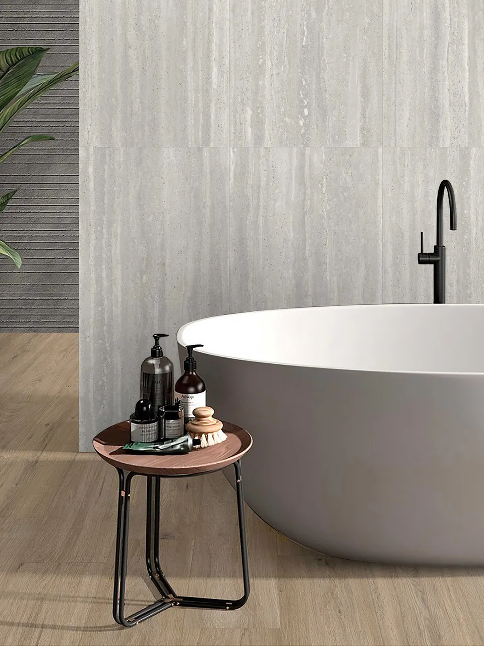 Silver Grey Travertine-Look Porcelain Tile for Wall and Floor