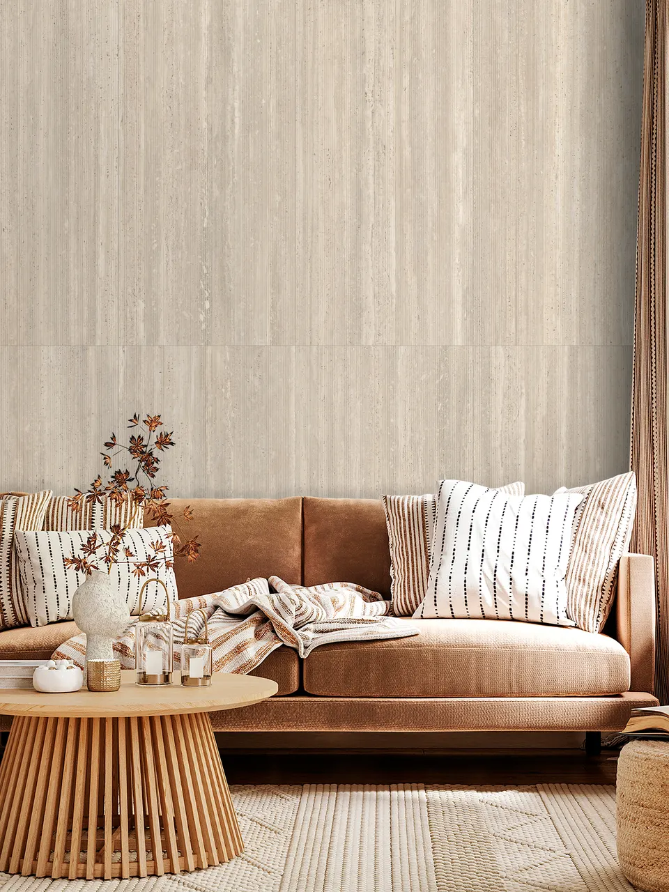 Ivory Beige Travertine-Look Porcelain Tile for Wall and Floor