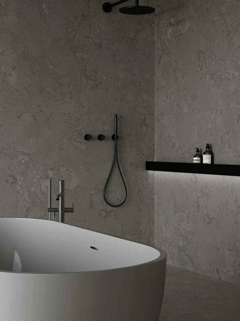 Soft Ivory Greige Fossil-Look Porcelain Tile for Wall and Floor