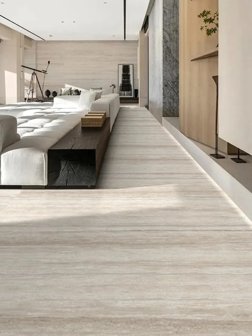 Ivory Beige Travertine-Look Porcelain Wall/Floor Tile