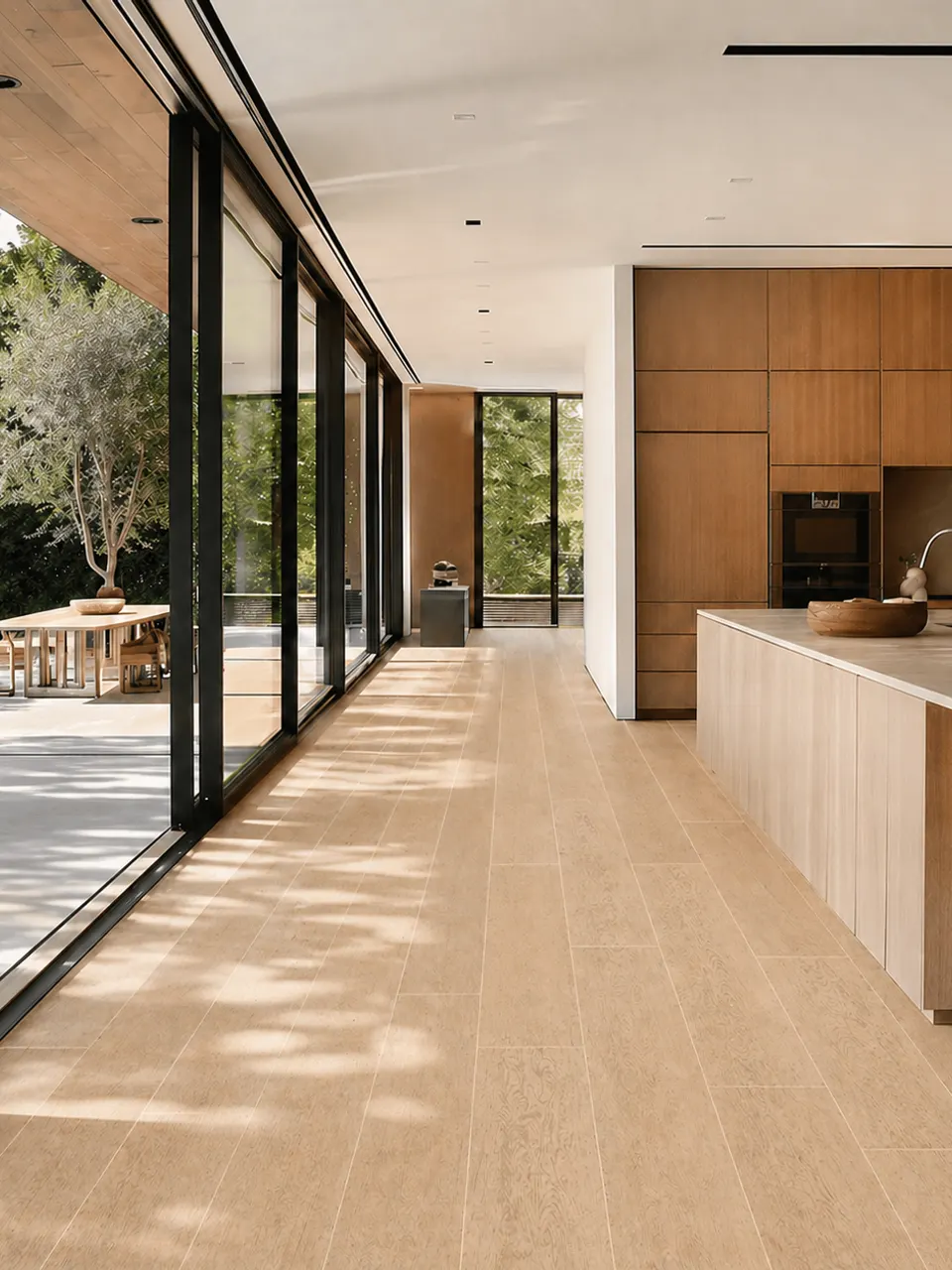 Light Beige Cross Cut Wood Look Porcelain Tile for Wall and Floor