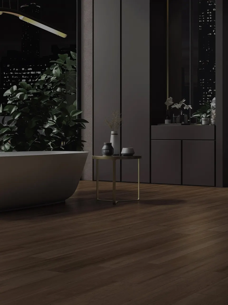 Smoky Taupe Oak Wood-Look Porcelain Tile for Wall and Floor